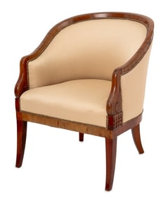Biedermeier Upholstered Fruitwood Tub Chair