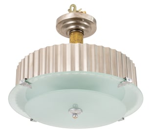 Art Deco Donald Deskey Style Glass Disc Chandelier