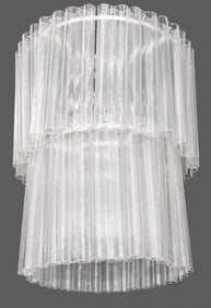 Venini Murano Modernist Linenfold Glass Chandelier