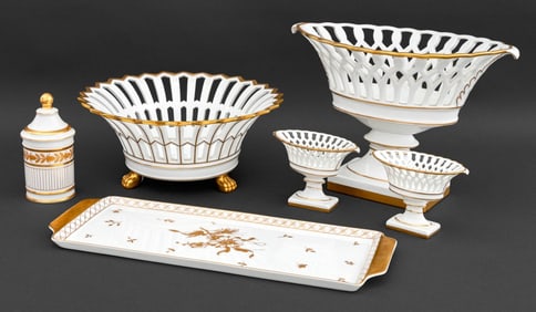 Vista Alegre Gilt Porcelain Articles, 6