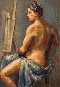 Edwards Seated Female Nude Oil on Canvas
