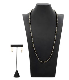 Hematite 14K Yellow Gold Bead Jewelry Set