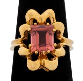 14K Gold Rubellite Tourmaline Solitaire Ring
