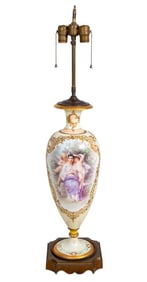 Sevres Style White Ground Porcelain Vase as a Lamp