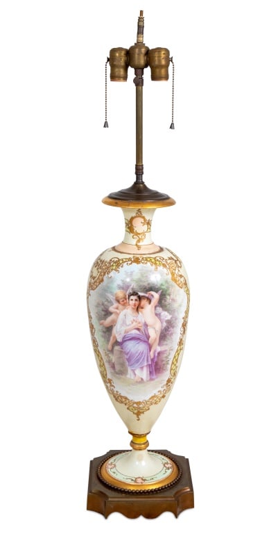 Sevres Style White Ground Porcelain Vase as a Lamp (1 of 5)