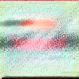 Illegibly Signed "Light Fantasy" Oil on Canvas: 20th Century School, "Light Fantasy", Oil on Canvas, 1978, abstract composition, green and red, illegibly signed and dated lower right, unframed. 36" H x 36" W. Provenance: From the Allen Tucker Memor