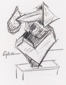 Seymour Lipton Sculpture Study Sketch, 1977