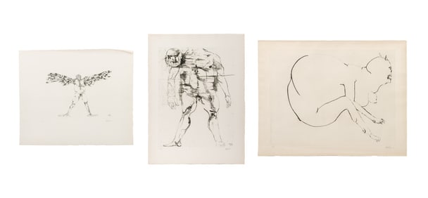 Leonard Baskin Surrealist Figural Etchings, 3
