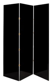Black Lacquered 3-Panel Folding Floor Screen