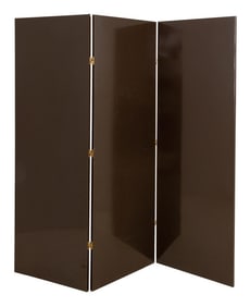 Brown Lacquered 3-Panel Folding Floor Screen