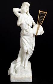 Emmanuel Villanis "Sappho" White Marble Sculpture