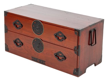 Japanese Iron Mounted Elm Tansu