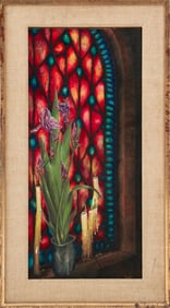 Charles Blum Irises and Stained Glass Oil, 1962