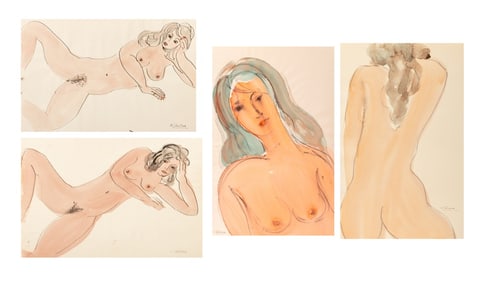Norman Carton Nude Studies Watercolor, 4
