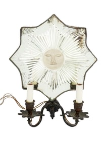 E.F. Caldwell Attr. Silvered Metal Mirrored Sconce