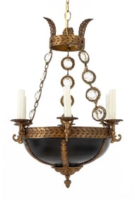 Empire Style Brass Six-Light Chandelier