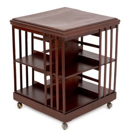 Edwardian Walnut Revolving Bookcase