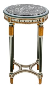 Louis XVI Style Marble Top Gilt Painted Lamp Table