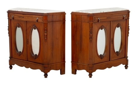Victorian Marble Top Walnut Sideboards