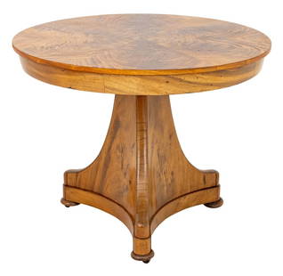 Louis Philippe Walnut Center Table: Louis Philippe Walnut Center Table. 30.25" H x 38.25" Diameter. Provenance: From a Park Avenue Collection. Keywords: European Furniture, French Furniture, Antique Furniture, Woodwork, Gueridon, Breakf