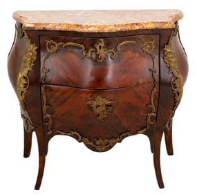 Louis XV Style Kingwood and Marble Bombe Chest