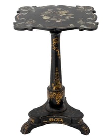 Victorian Black Lacquered Mother-of-Pearl Table