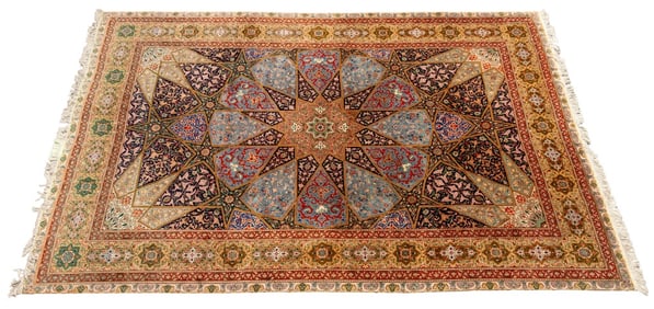 Iran Tabriz Wool and Silk Carpet, 12' 2" x 8' 2.5"