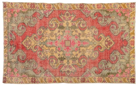 Turkish Oushak Hand-Woven Rug, 6' 7.5" x 4' 2"