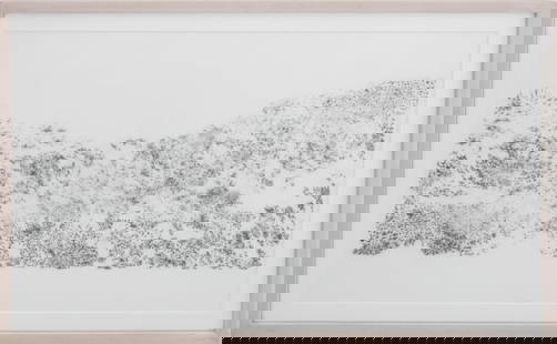Lauren Seiden Abstract Composition Graphite: Lauren Seiden (American, b. 1981), Abstract Composition, Graphite on Paper, apparently unsigned, painted white wood frame. Image: 11.75" H x 20.5" W; frame: 14.5" H x 23.5" W x 1.5" D. Provenance: Fro