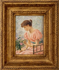 After Wilhelm Menzler "Daydreamer" Oil on Canvas