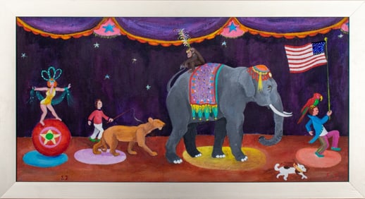 Sally J. Circus Scene Acrylic on Canvas