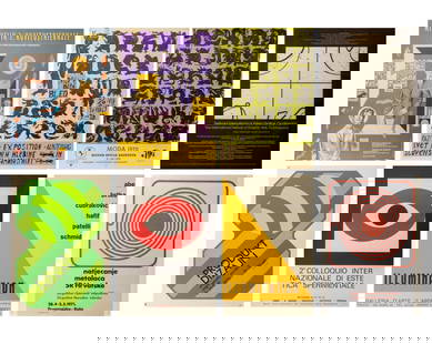Signed, Etc. International Exhibition Posters, 8: Collection of Eight International Art Exhibition Posters, comprising: "2 Colloquio Inter Nazionale di Este Tica Sperimentale" [2nd International Colloquium of Experimental Aesthetics], "The Internatio