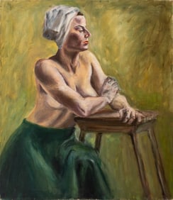 Gloria Grumbacher Seated Nude Woman Oil on Canvas