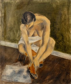 Barton Nude Woman Dressing Oil on Canvas