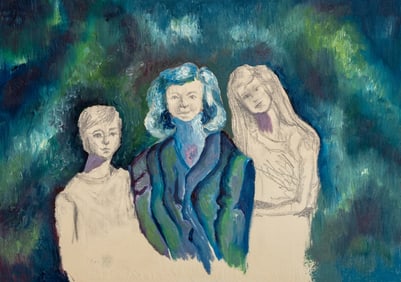Aline Carton Figural Group Mixed Media