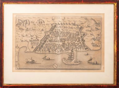 Map of Algiers, Algeria Engraving on Laid Paper
