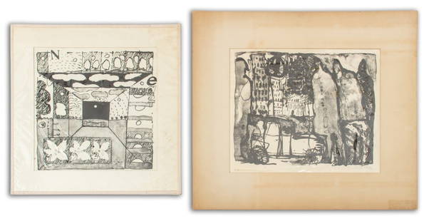 Elfi Schuselka Abstractions Lithographs, 2: Elfi Schuselka (Austrian, b. 1940), Two Abstract Compositions, Lithographs on Paper, one signed in pencil lower right and numbered edition "4/5" lower left and one signed in pencil and inscribed "A.P.