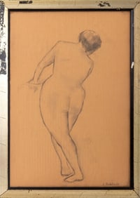 L. Friedman Standing Nude Woman Charcoal