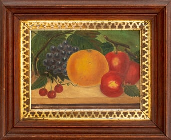 American School Fruit Still Life Oil on Parchment