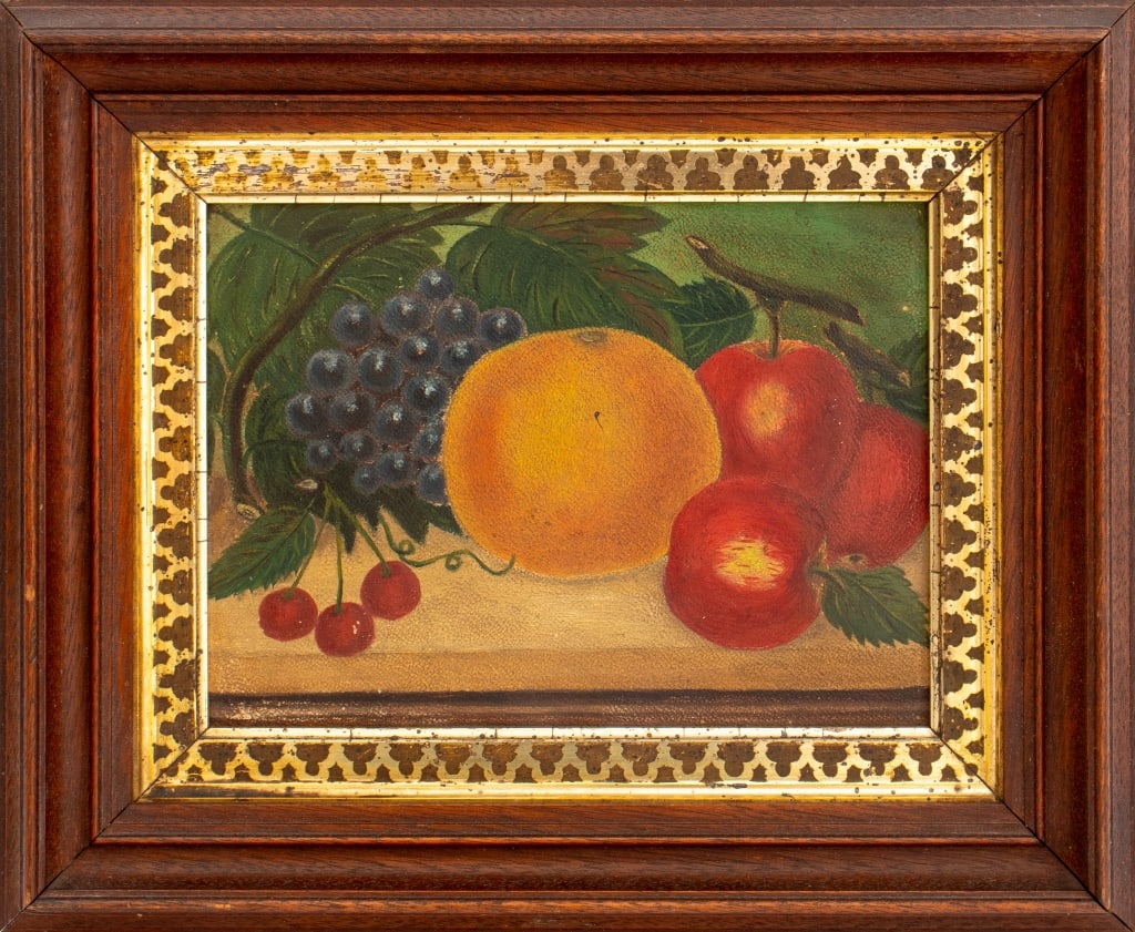 American School Fruit Still Life Oil on Parchment (1 of 3)
