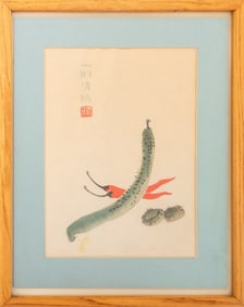 After Qi Baishi "Sea Cucumber and Chili Peppers"