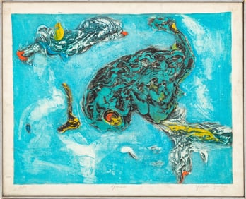 Yehuda Yordan "Aquarium" Collagraph on Canvas
