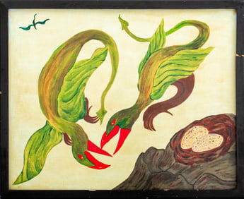 Albert Hoffman Nesting Wyverns Acrylic on Panel