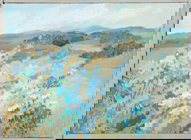 June Owen Wildflower Landscape Acrylic on Canvas