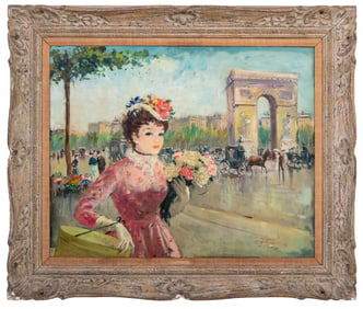 Maurice Renard "L'Etoile a Paris" Oil on Canvas