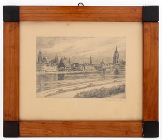 German School Frankfurt Cityscape Etching