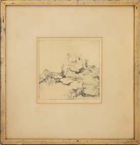 German School Rock Formation Engraving, 1960