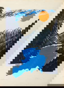 L.S. Trevor "Hawaiian Sun" Etching, 1972: L.S. Trevor (American, XX-XXI), "Hawaiian Sun", Etching in Colors, 1972, depicting an abstract mountain and valley landscape, marked "A/P" and titled to lower left, pencil signed and dated lower right