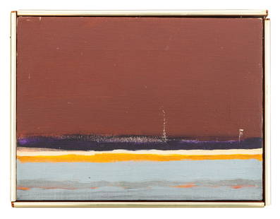 Contemporary School Color Field Composition Oil: Contemporary School, Color Field Composition, Oil on Canvas, unsigned, wood frame with gilt trim. Image: 9" H x 12" W; frame: 9.75" H x 12.75" W. Provenance: From a 20 East 74th Street Estate. Keyword