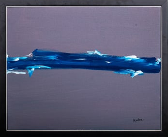 Illegibly Signed "Blue Wave I" Oil on Canvas, 2007